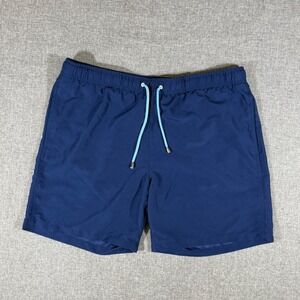 Crown & Ivy Swim Trunks Mens Large Navy Blue Beach Nautical Board Short Vacation